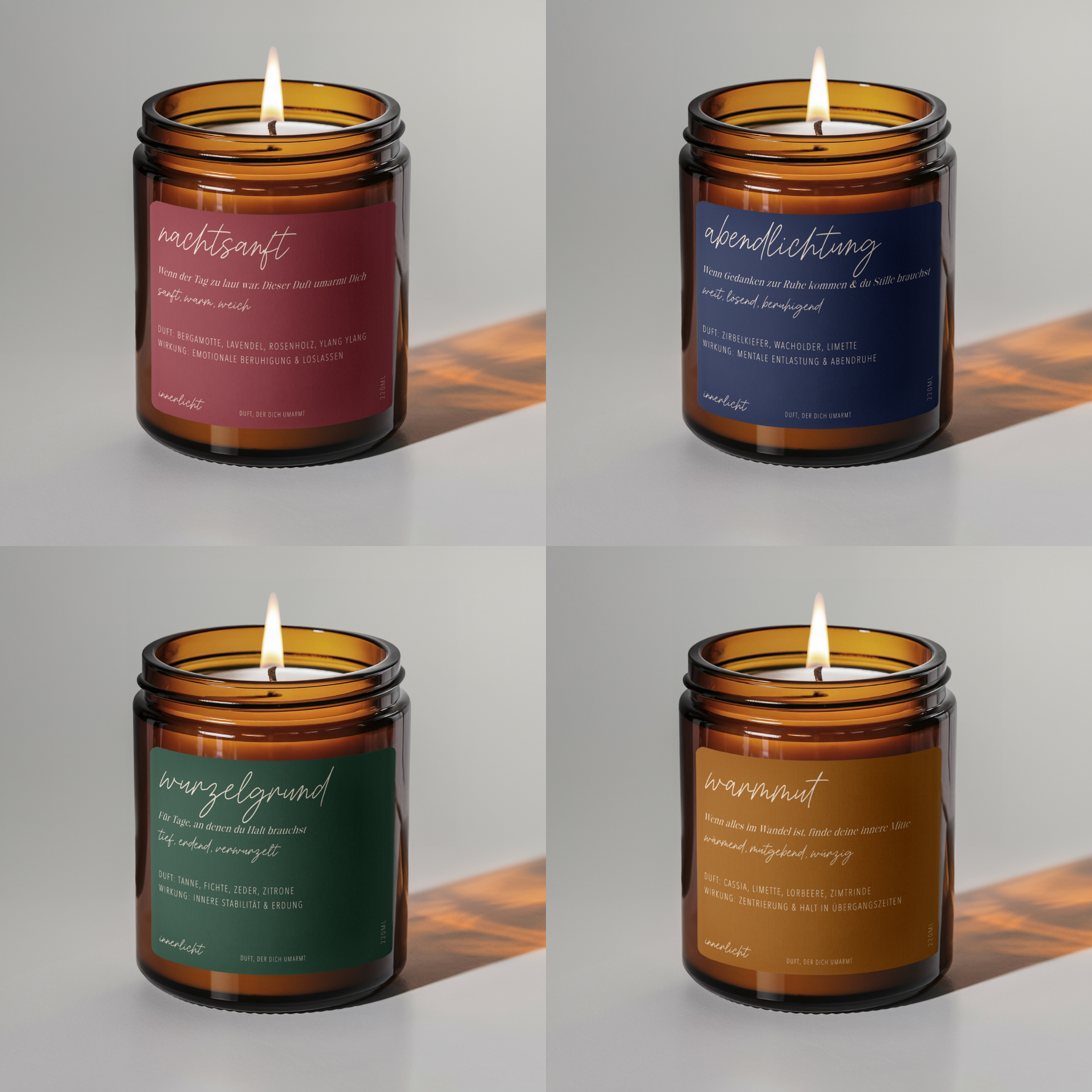 Innerlicht Ritual Set - 4 Aromakerzen für dein Nervensystem