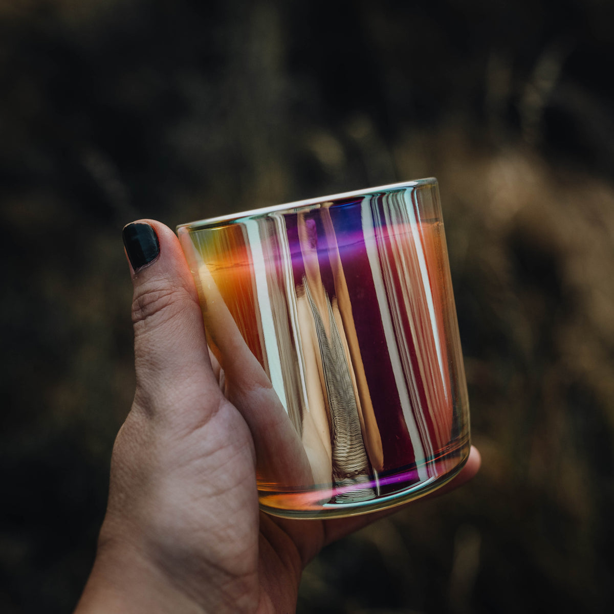 nur mut – limitierte Duftkerze im irisierenden Glas + Karte